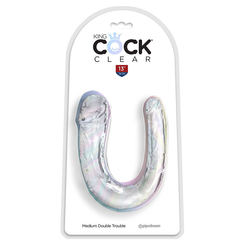 KING COCK - DOUBLE TROUBLE DOPPIO DILDO 33 CM TRASPARENTE - immagine 2