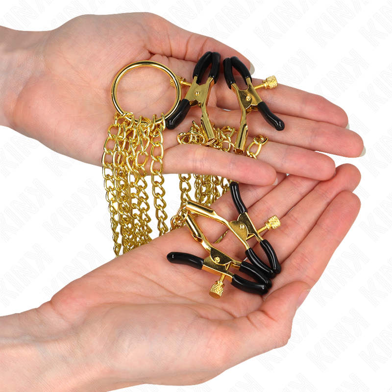 KINK - 4 MORSETTI PER CAPEZZOLI E CLIT REGOLABILI ORO - immagine 2