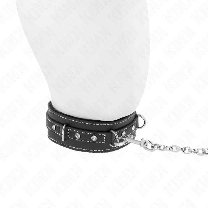 KINK - COLLANA IN PELLE PVC CON CINTURA 105 CM RIVETTO STRASS 41.5 X 4 CM - immagine 3