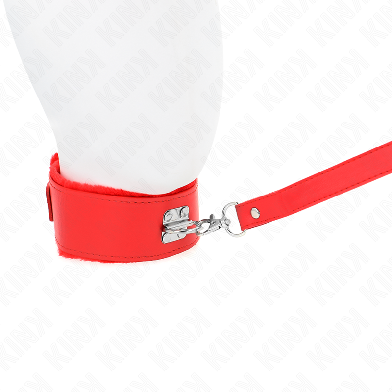 KINK - COLLANA CON GUINZAGLIO 116 CM CON BORCHIE IN ARGENTO MODELLO 4 ROSSO REGOLABILE 40-48 CM X 6 CM - immagine 2