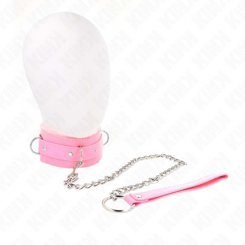 KINK – COLLARE CON GUINZAGLIO 65 CM CON RESTRIZIONI ROSA 36-42 CM X 5,5 CM