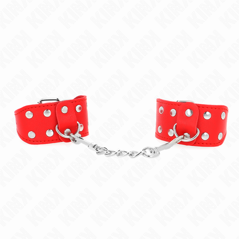 KINK - BRACCIALI CON DOPPIA LINEA DI BORCHIE REGOLABILI ROSSO - immagine 2