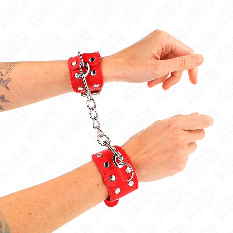 KINK – BRACCIALI CON DOPPIA LINEA DI BORCHIE REGOLABILI ROSSO