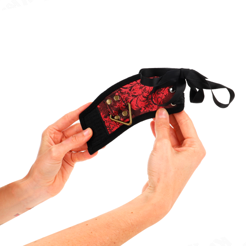 KINK - RESISTENZA DA POLSO SCANDALO DETTAGLI IN PIZZO ROSSO-NERO 24,5 CM X 6,5 CM - immagine 4