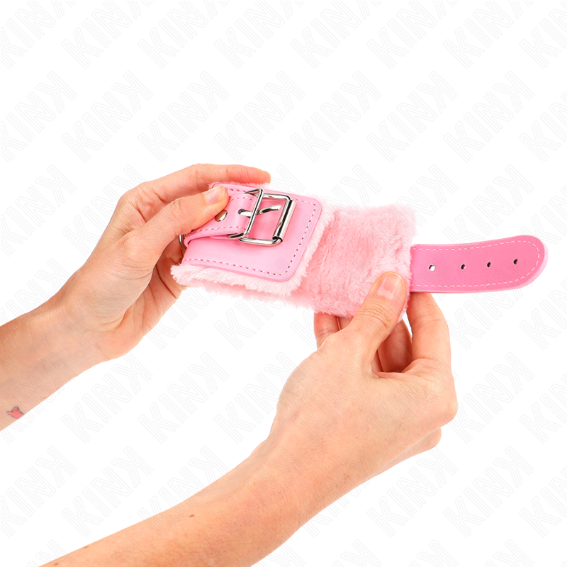KINK - RESISTENZA DA POLSO IMBOTTITA IN PELLICCIA ROSA CON CINTURA ROSA REGOLABILE 17-29 CM X 6 CM - immagine 3