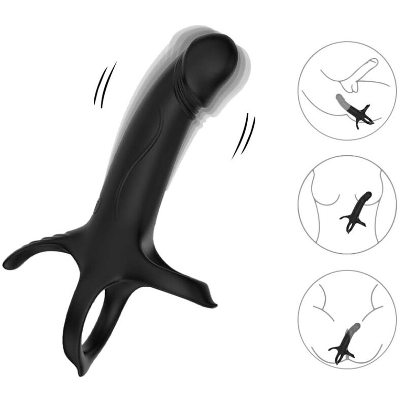 ARMONY - DILDO CON ANELLO E VIBRATORE NERO - immagine 2