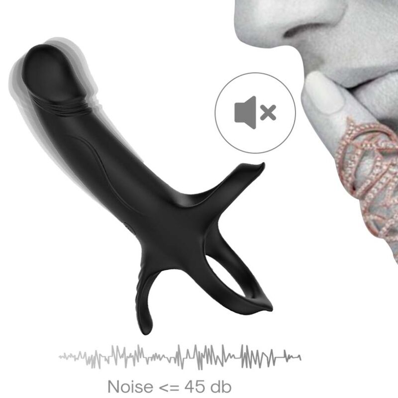 ARMONY - DILDO CON ANELLO E VIBRATORE NERO - immagine 9