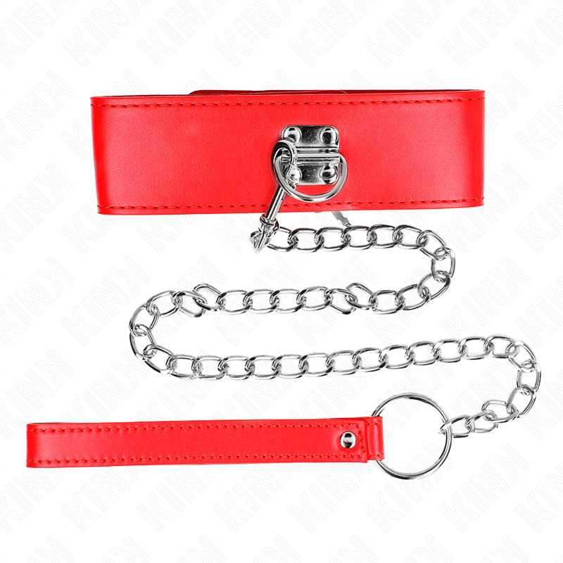 KINK - COLLANA CON CINTURA 65 CM CON LARGO CINTURINO ROSSO REGOLABILE 33,5-41 CM X 5 CM - immagine 2