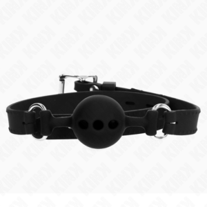 KINK – BAVAGLIO IN SILICONE INTERO 55 x 2 CM CON SFERA DA 4 CM MISURA S NERO REGOLABILE 35-51 CM