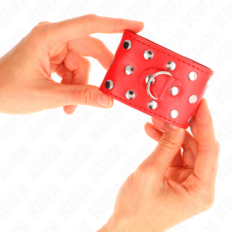 KINK - RESISTENZA DA POLSO CON CHIUSURA A SCATTO COMPLETA DI RIVETTI ROSSO REGOLABILE 19-24 CM X 5,5 CM - immagine 4