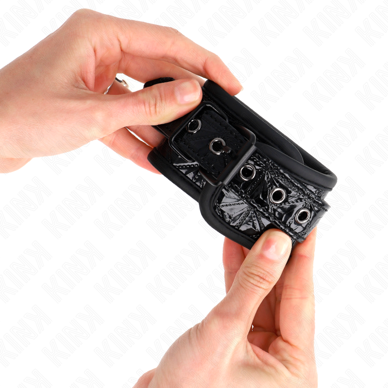 KINK - RESISTENZA DA POLSO CON MOTIVO A DIAMANTI NERO REGOLABILE 17-26 CM X 5,5 CM - immagine 3