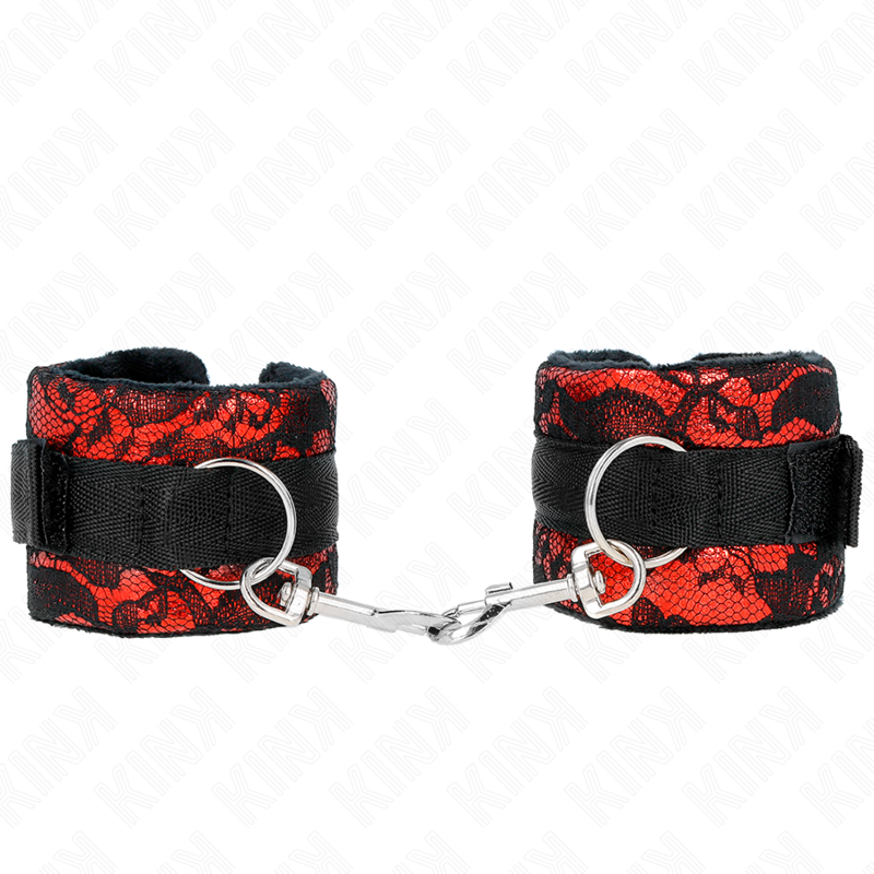 KINK - POLSO CORTO IN PIZZO DI VELLUTO E FASCIA IN NYLON ROSSO / NERO 23 X 6,5 CM - immagine 2