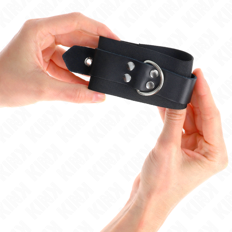 KINK - RESISTENZA DA POLSO IN NYLON NERO CON CINTURA IN PELLE NERA REGOLABILE 19-29 CM X 5,1 CM - immagine 3