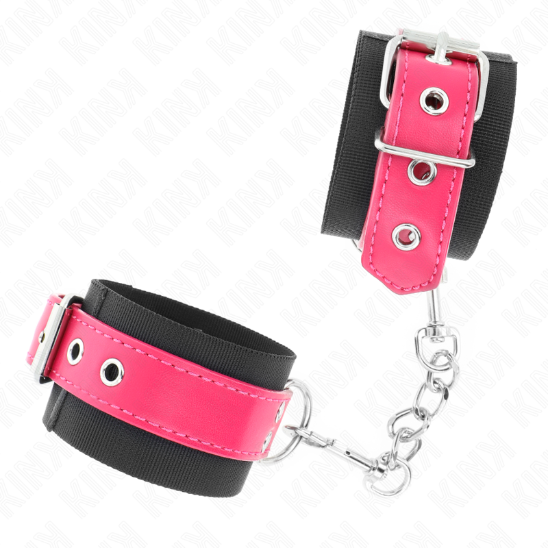 KINK - RESISTENZA DA POLSO IN NYLON NERO CON CINTURA IN SIMILPELLE ROSA LAMPONE REGOLABILE 19-29 CM X 5,1 CM - immagine 3
