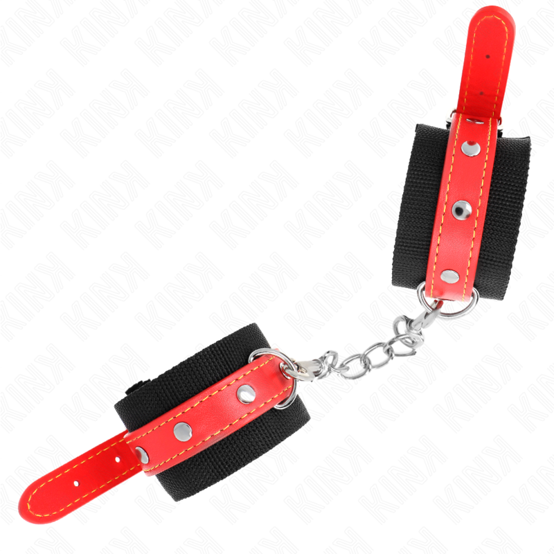 KINK - RESISTENZA DA POLSO IN NYLON NERO CON SIMILPELLE ROSSO REGOLABILE 19-24 CM X 5,5 CM - immagine 2