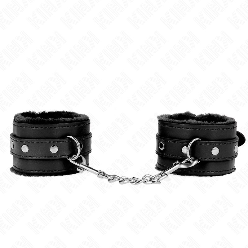 KINK - RESISTENZA DA POLSO PREMIUM FODERATA IN PELLICCIA NERA CON CINTURA NERA REGOLABILE 17-29 CM X 6 CM - immagine 2