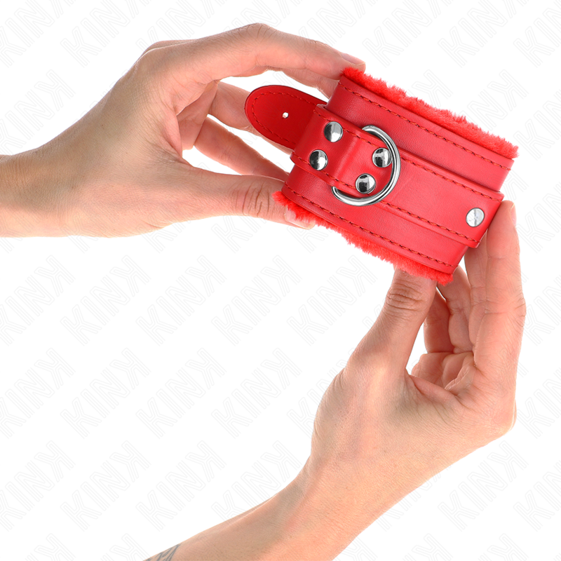 KINK - RESISTENZA DA POLSO IMBOTTITA IN PELLICCIA ROSSO CON CINTURA ROSSA REGOLABILE 17-29 CM X 6 CM - immagine 4
