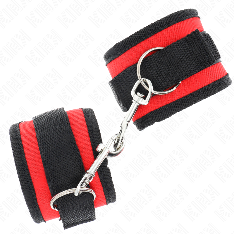 KINK - TENUTA DA POLSO IN NYLON HOOK&LOOP ROSSO-NERO MODELLO 2 REGOLABILE 18-35 CM X 6 CM - immagine 3