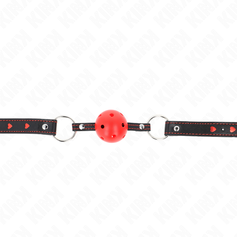 KINK - BALL GAG HOLLOW HARD ROSSO MODELLO 2 65 x 2,5 CM - immagine 2