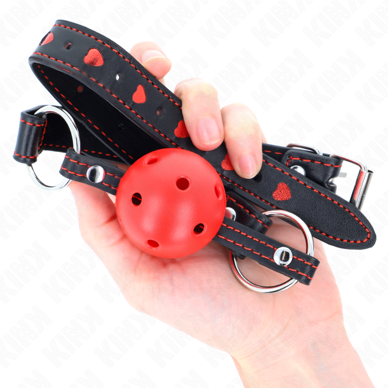 KINK - BALL GAG HOLLOW HARD ROSSO MODELLO 2 65 x 2,5 CM - immagine 3