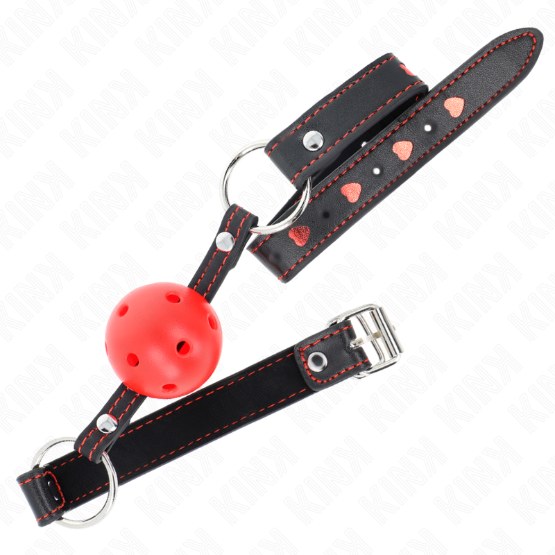 KINK - BALL GAG HOLLOW HARD ROSSO MODELLO 2 65 x 2,5 CM - immagine 4