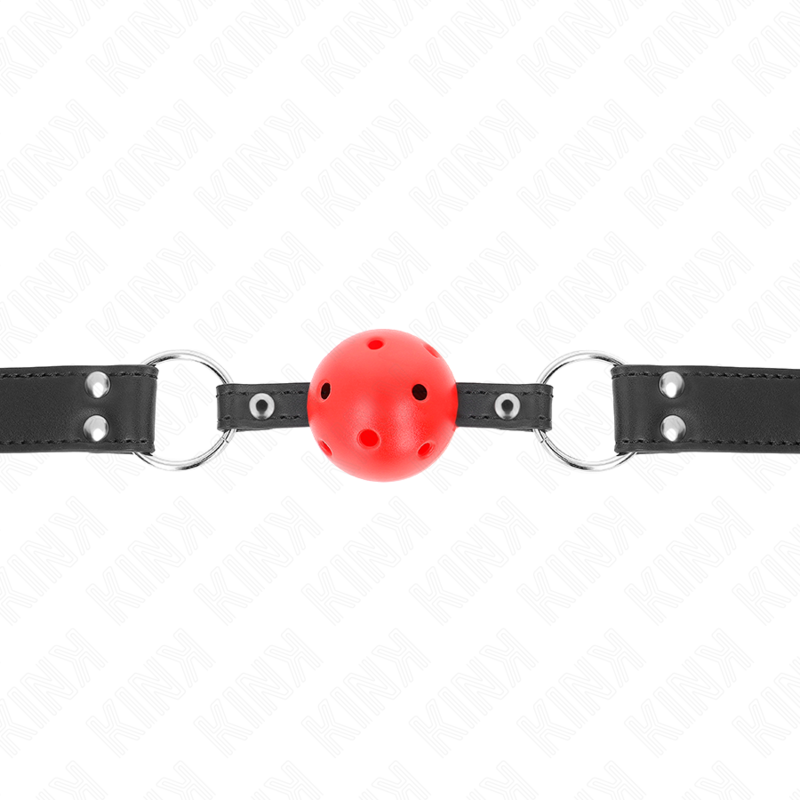 KINK - MORDAZA DE BOLA 4 CM TRANSPIRABLE CON DOBLE REMACHE DE CUERO 62 x 2.5 CM AJUSTABLE 42-58 CM - immagine 3