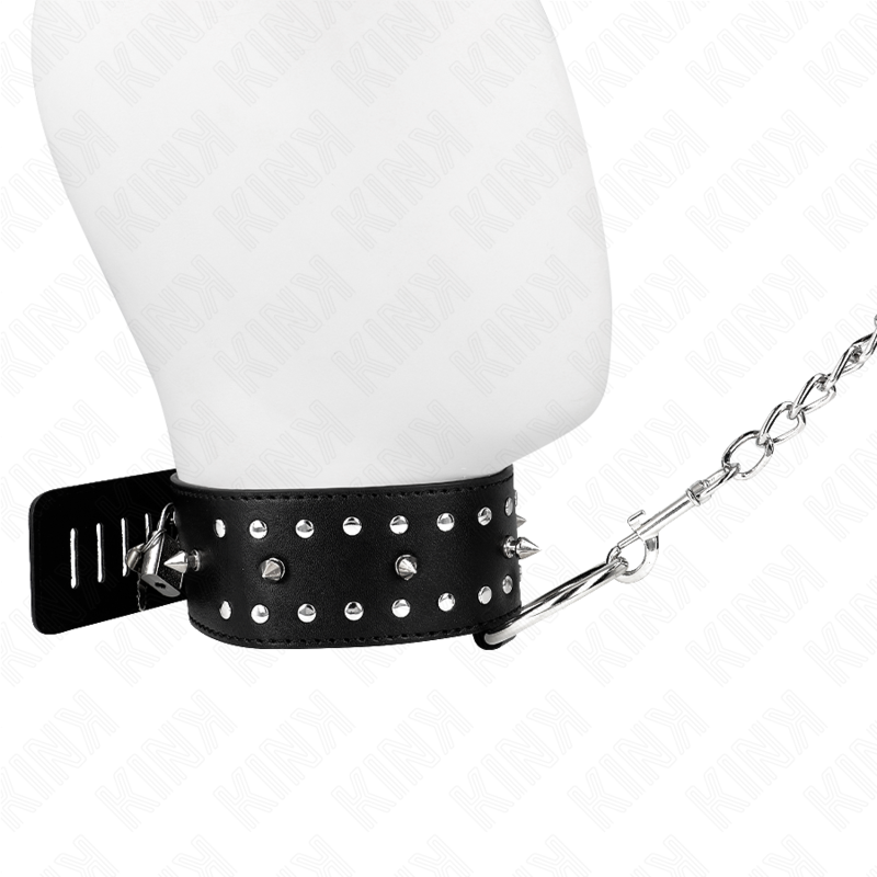 KINK - COLLANA CON GUINZAGLIO 65 CM CON BORCHIE IN ARGENTO MODELLO 1 REGOLABILE 36-43 CM X 5 CM - immagine 2