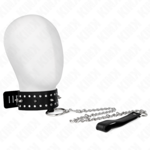 KINK – COLLANA CON GUINZAGLIO 65 CM CON BORCHIE IN ARGENTO MODELLO 1 REGOLABILE 36-43 CM X 5 CM