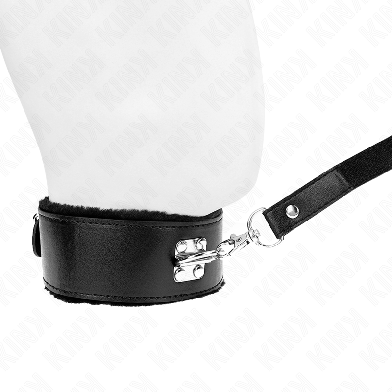 KINK - COLLANA CON GUINZAGLIO 116 CM CON BORCHIE IN ARGENTO MODELLO 4 NERO REGOLABILE 40-48 CM X 6 CM - immagine 5