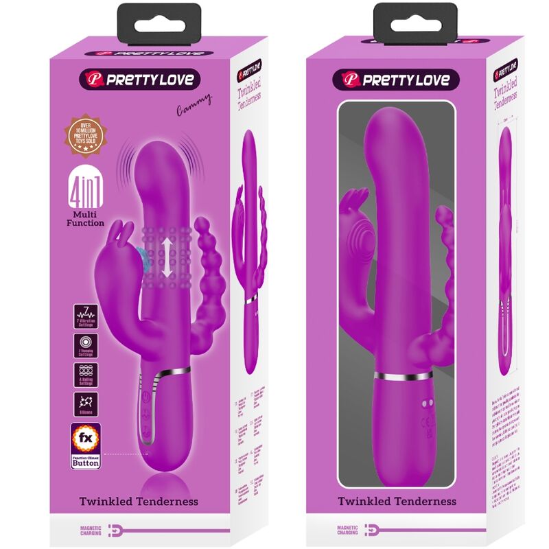 PRETTY LOVE - CAMMY VIBRATORE TRIPLO MULTIFUNZIONE 4 IN 1 ROSA - immagine 2