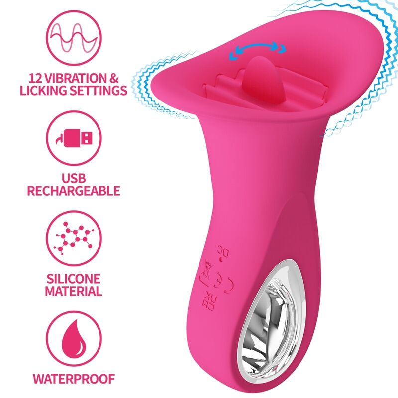 PRETTY LOVE – CLYDE VIBRATORE ORALE LINGUA VIBRANTE 12 VIBRAZIONI ROSA