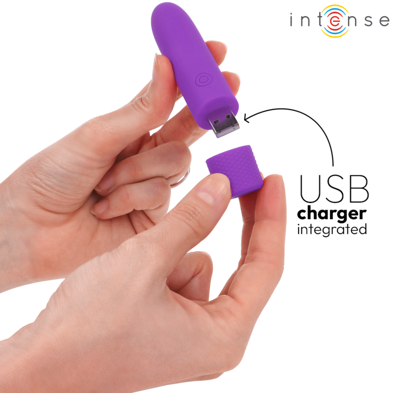 INTENSE - SYMONE BULLET VIBRANTE RICARICABILE USB 8 VIBRAZIONI VIOLA 10 X 2,2 CM - immagine 4