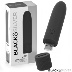 BLACK & SILVER – GERI USB RICARICABILE VIBRANTE BULLET 8 VIBRAZIONI NERO 10 X 2,2 CM