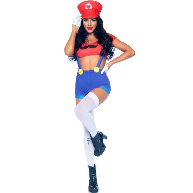 LEG AVENUE - COSTUME SEXY MARIO BROS ROSSO/BLU M - immagine 2