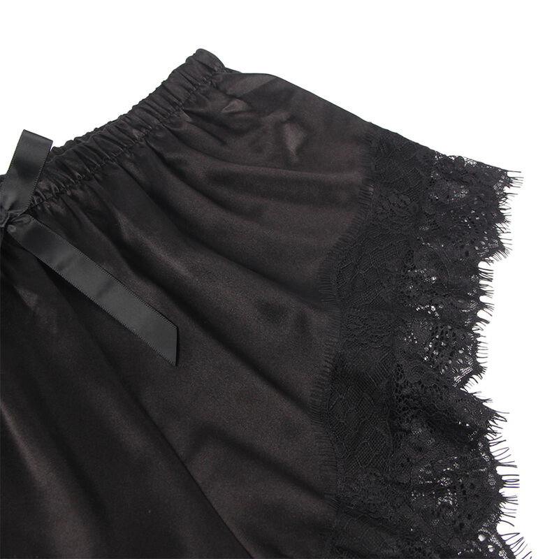 SUBBLIME - 953942 VESTAGLIA DA NOTTE CASUAL IN SETA + PANTALONI IN PIZZO NERO L/XL - immagine 4