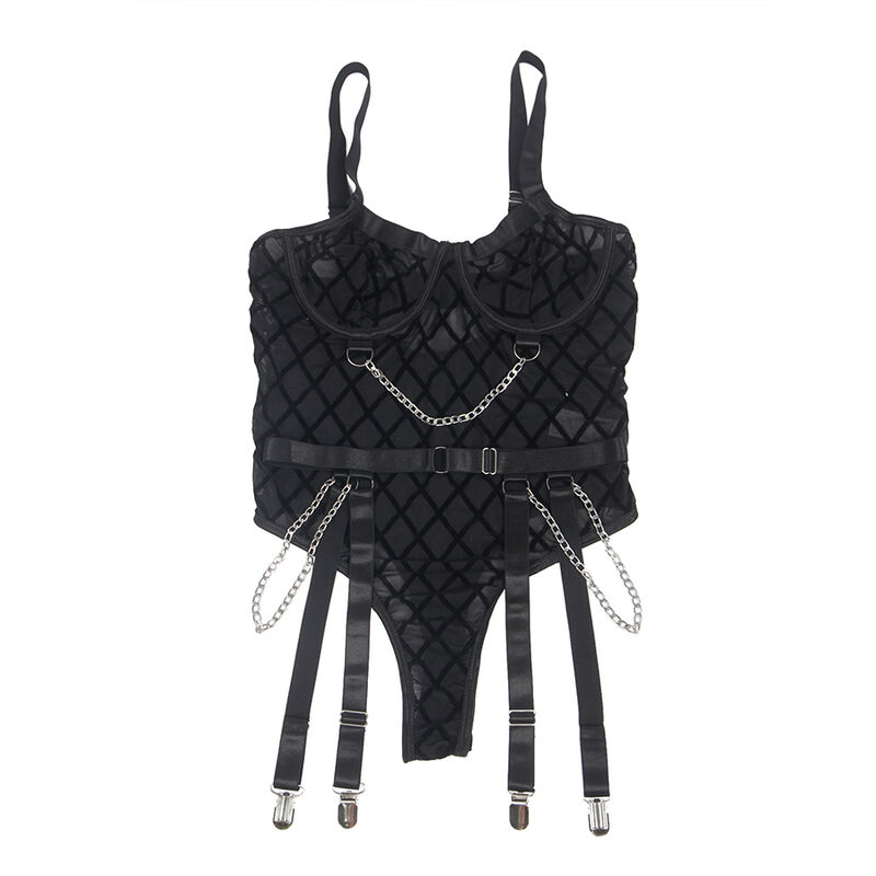SUBBLIME - 954260 BODY CON CATENE + CINTURA REGGICALZE NERO S/M - immagine 6