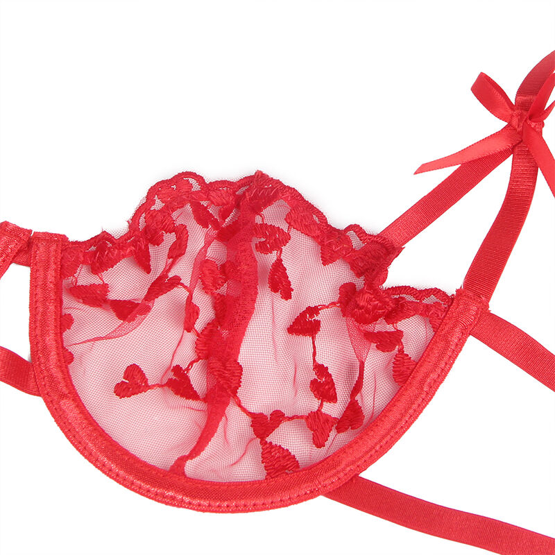 SUBBLIME - 954321 REGGISENO + PERIZOMA + CINTURA CON STAMPA A CUORE ROSSO S/M - immagine 10