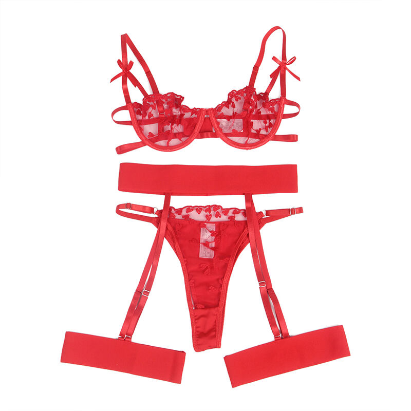 SUBBLIME - 954321 REGGISENO + PERIZOMA + CINTURA CON STAMPA A CUORE ROSSO S/M - immagine 11