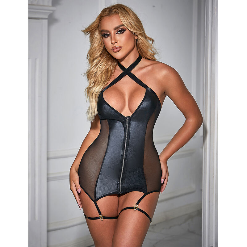 SUBBLIME - 954451 ABITO SEXY IN RETE PELLE NERO L/XL - immagine 2