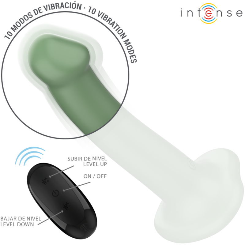 INTENSE - VIBRATORE BECCA CON VENTOSA 10 VIBRAZIONI TELECOMANDO VERDE - immagine 4
