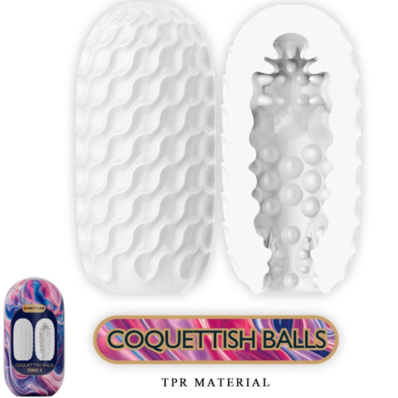 PRETTY LOVE - COQUETISH BALLS SILICONE MASTURBATORE MASCHILE BIANCO - immagine 2
