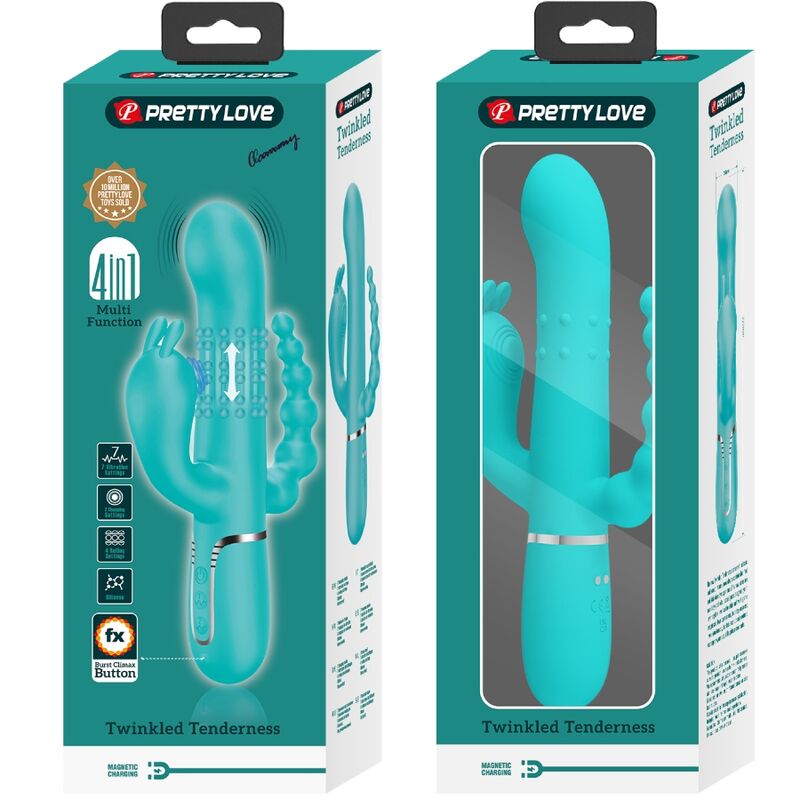 PRETTY LOVE - CAMMY 4 IN 1 MULTIFUNZIONE VIBRATORE TRIPLE RABBIT BLU - immagine 5