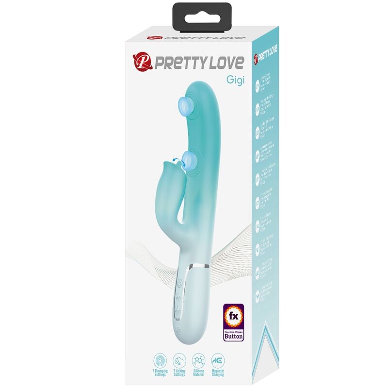 PRETTY LOVE - VIBRATORE MULTIFUNZIONE CONIGLIO GIGI VERDE ACQUA - immagine 7