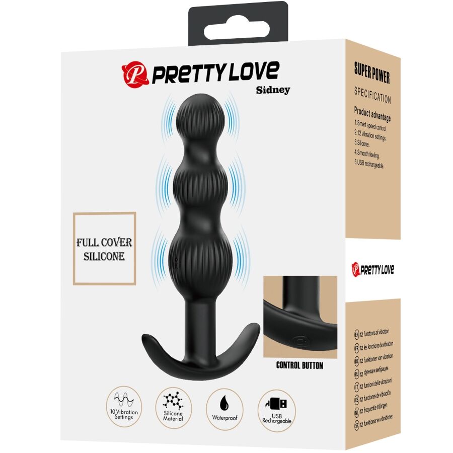 PRETTY LOVE - SIDNEY VIBRATORE ANALE 10 VIBRAZIONI NERO - immagine 4