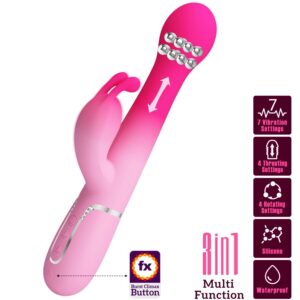 PRETTY LOVE – DEJON 3 IN 1 MULTIFUNZIONE VIBRATORE CONIGLIO ROSA