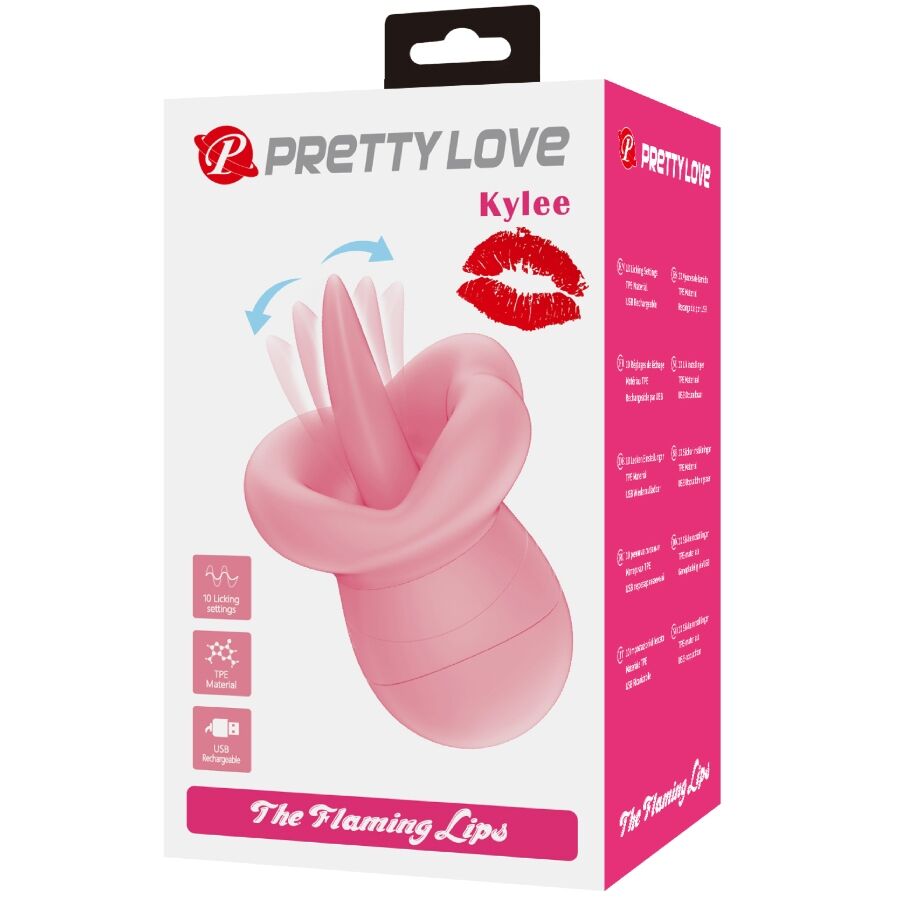 PRETTY LOVE - STIMOLATORE PER CLITORIDE LINGUA KYLEE 10 VIBRAZIONI ROSA NUDO - immagine 4