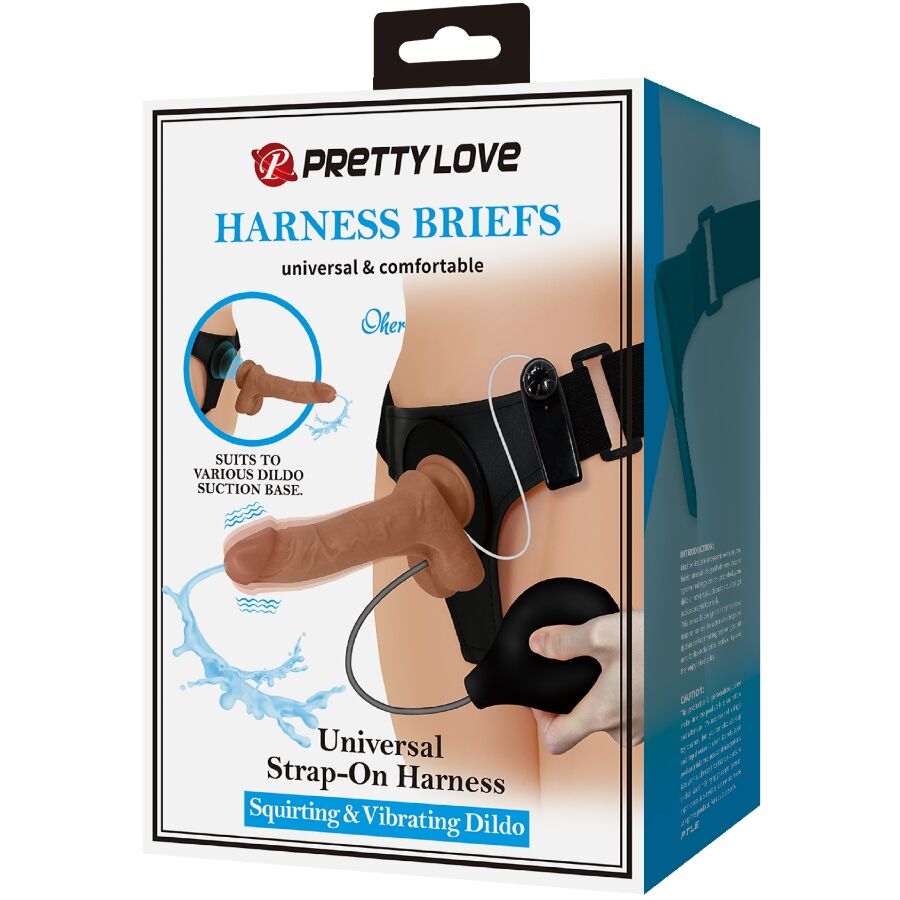 PRETTY LOVE - SLIP UNIVERSALE CON DILDO VIBRANTE E SQUIRTING 15,5 CM MULATO - immagine 6