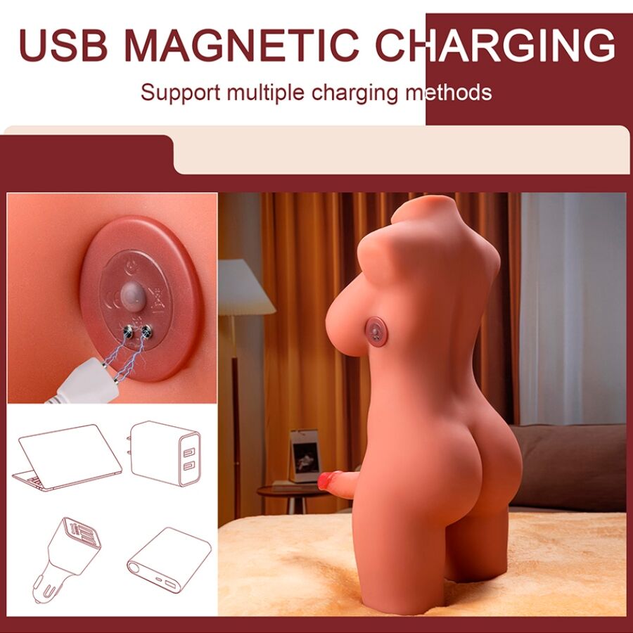 XISE - MIAH LADY BOY TORSO FEMMINILE CON DILDO CON VIBRAZIONE E SPINTA 55 CM - immagine 7