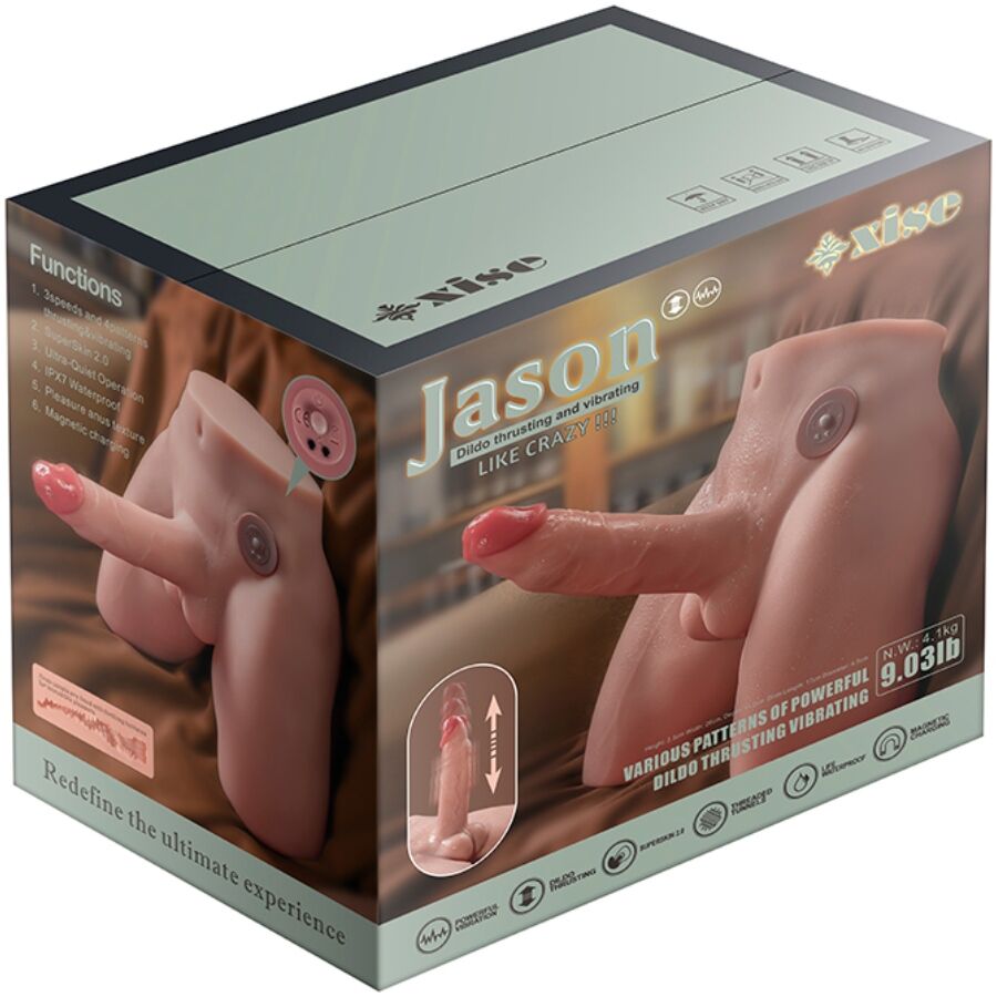 XISE - JASON DILDO MASTURBATORE REALISTICO CON SPINTA E VIBRAZIONE 17 CM - immagine 6