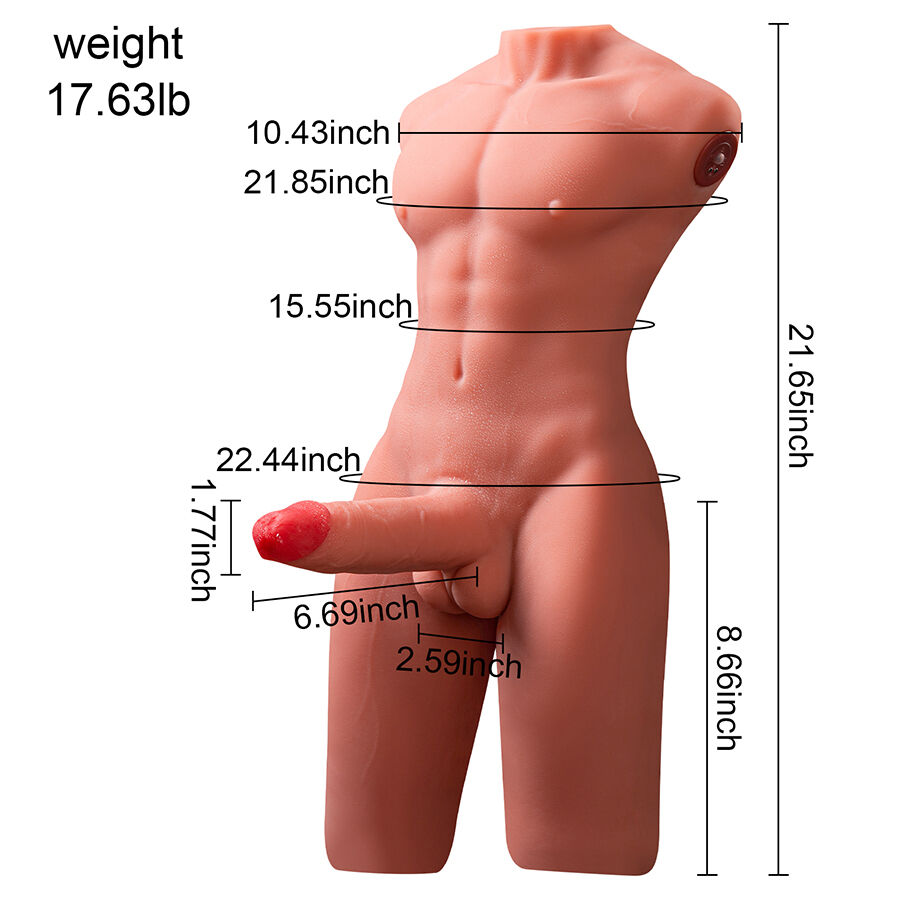 XISE - JASON MEZZO CORPO TORSO MASCHILE REALISTICO CON SPINTA E VIBRAZIONE 55 CM - immagine 8